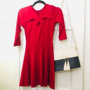 Red Dress with Crisscross Neck